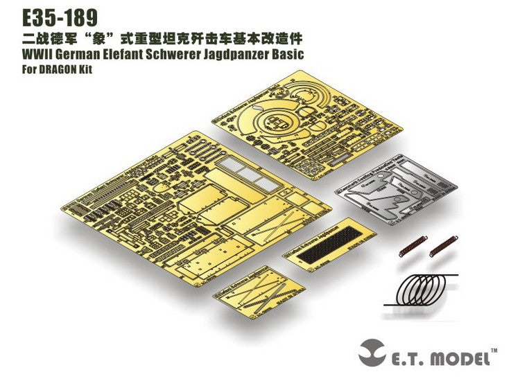 ET Model ETME35-189 1/35 - WWII German Elefant Schwerer Jagdpanzer Photo Etch (for Dragon)