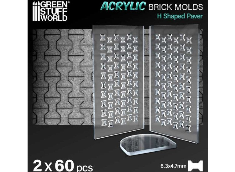 Green Stuff World GSW12564 - - Acrylic Molds - H Shaped Paver Bricks (1/32 - 1/48)