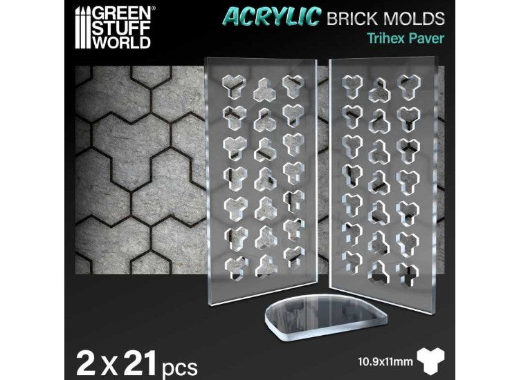 Green Stuff World GSW12565 - - Acrylic Molds - Trihex Paver Blockl (1/32 - 1/48)