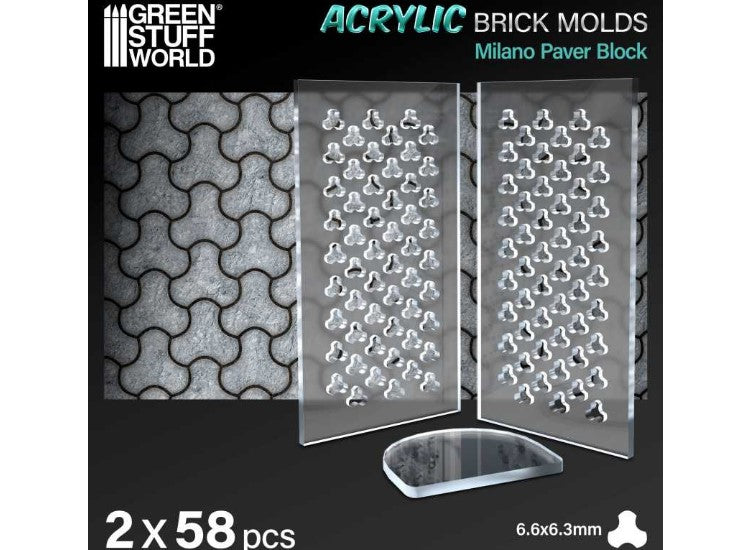 Green Stuff World GSW12566 - - Acrylic Molds - Milano Paver Blockl (1/32 - 1/48)