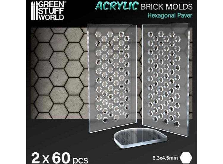 Green Stuff World GSW12567 - - Acrylic Molds - Hexagonal Paver Blockl (1/32 - 1/48)