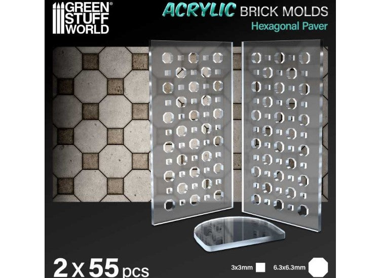 - Green Stuff World - Acrylic Molds - Octagon Paving Brick (1/32 - 1/48)