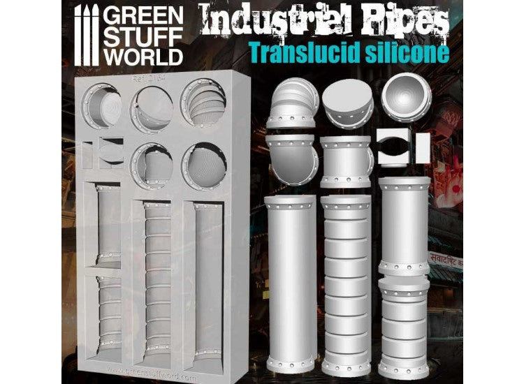 Green Stuff World GSW2164 - - Silicone Molds - Industrial Pipes