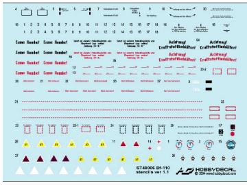 1/48 Hobby Decal - Bf-110 Stencils ver 1 (1/48)