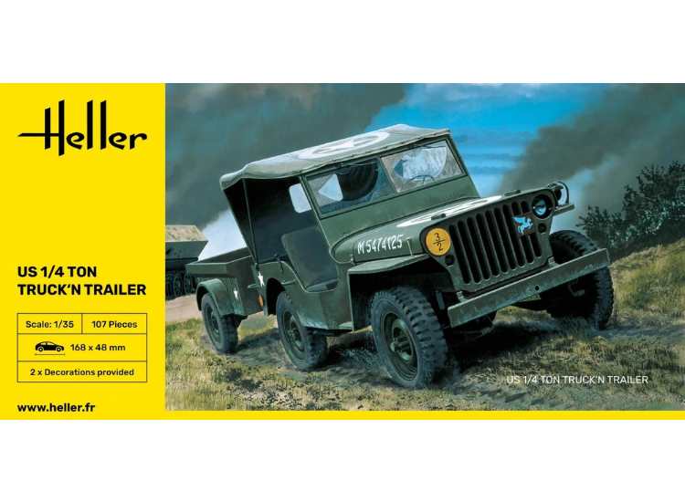 1/35 Heller - Jeep Willys and Trailer