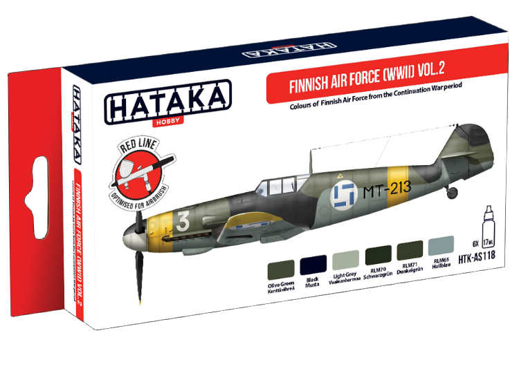 6 x 17ml Hataka - Acrylic Paint Set - Finnish Air Force (WWII) Vol. 2