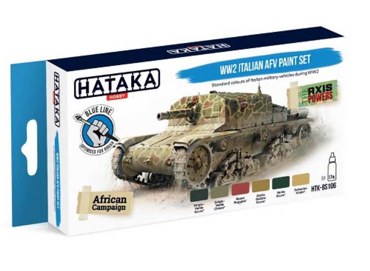 6 x 17ml Hataka - Acrylic Paint Set - WW2 Italian AFV (for hand brushing)