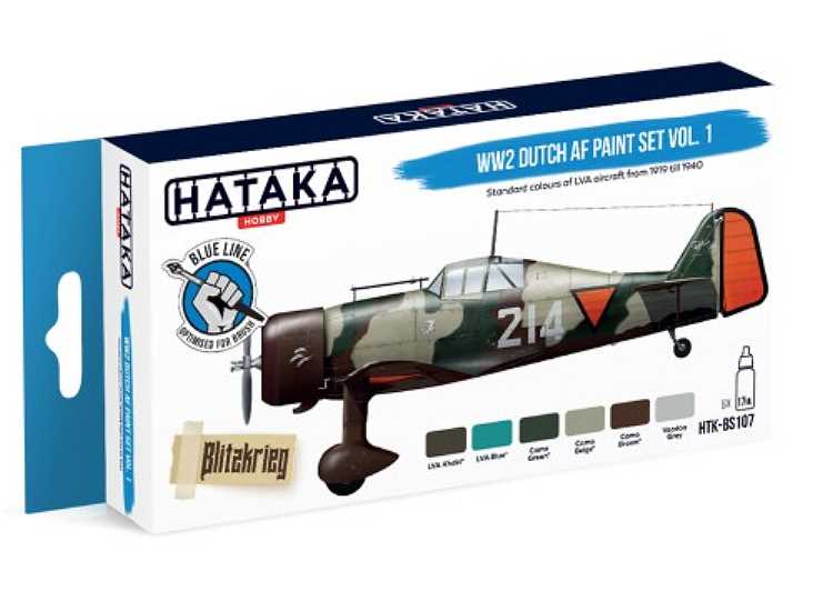 6 x 17ml Hataka - Acrylic Paint Set - WW2 Dutch AF Vol 1 (for hand brushing)