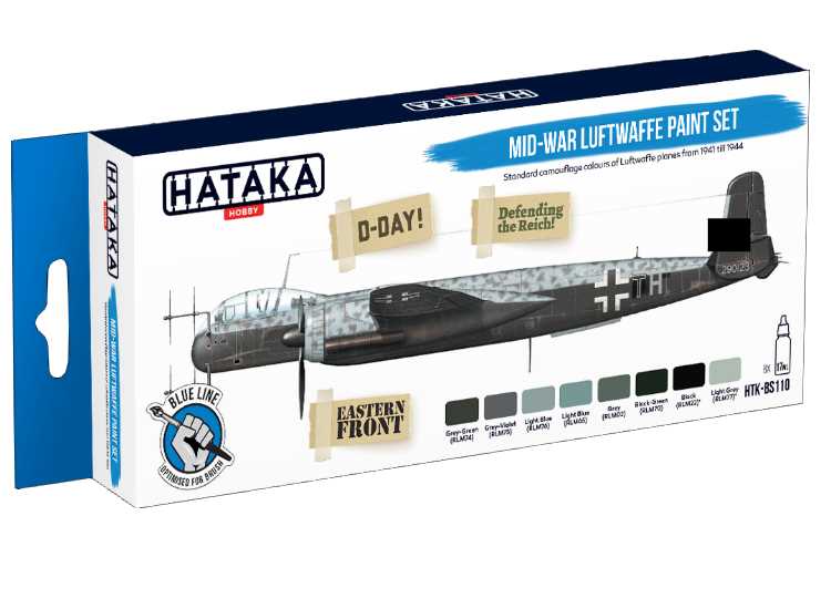 8 x 17ml Hataka - Acrylic Paint Set - Mid-War Luftwaffe (for hand brushing
