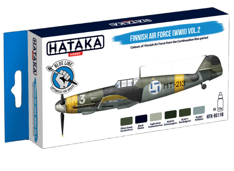 6 x 17ml Hataka - Acrylic Paint Set - Finnish Air Force (WWII) Vol. 2 (for hand brushing)