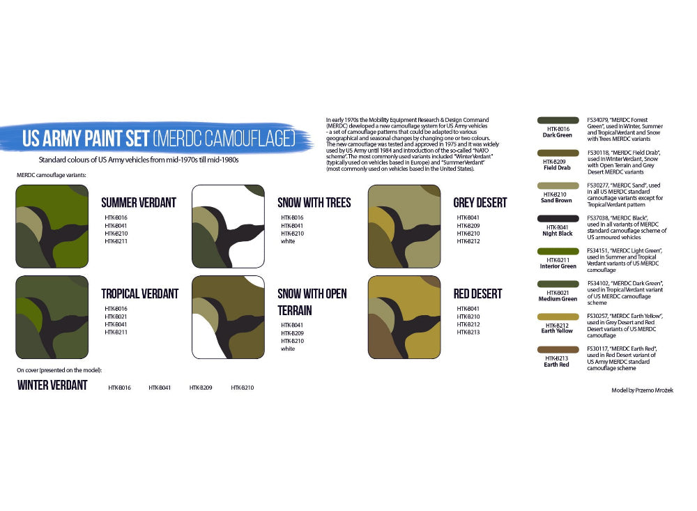 8 x 17ml Hataka - Acrylic Paint Set - US Army MERDC camouflage (for hand brushing)