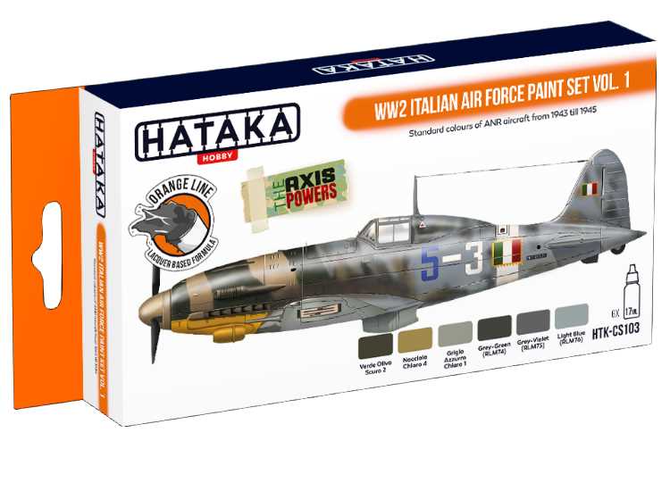 6 x 17ml Hataka - Lacquer Paint Set - WW2 Italian Air Force vol. 1