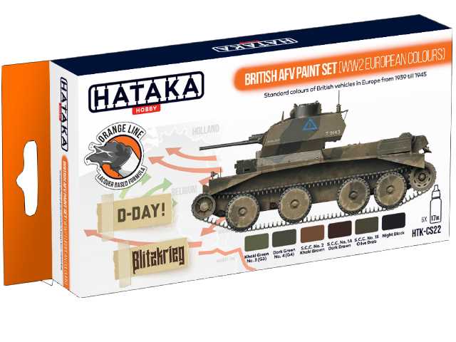 6 x 17ml Hataka - Lacquer Paint Set - British AFV WWII European colours