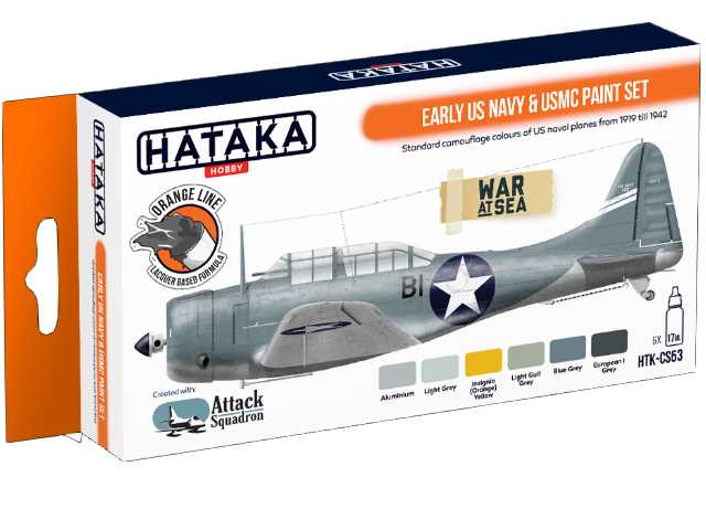 6 x 17ml Hataka - Lacquer Paint Set - Early US Navy & USMC