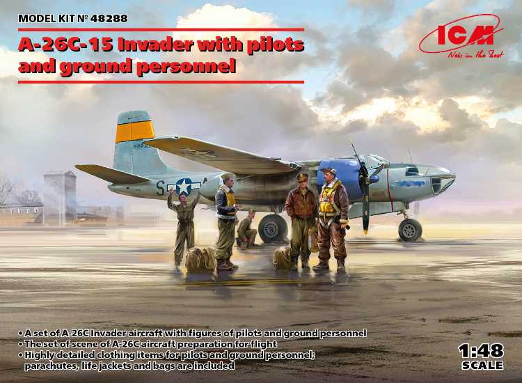 1/48 ICM - A-26C-15 Invader with pilots and ground personnel