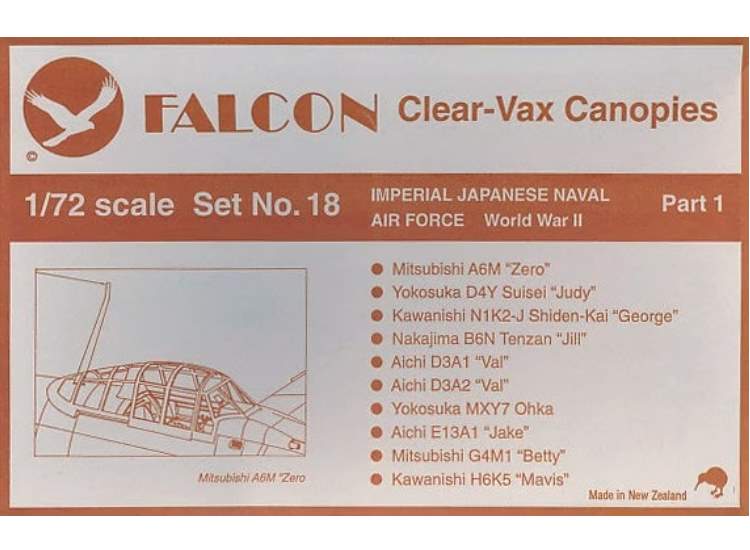 1/72 Falcon - Clear Vax Canopies Set 18: IJN Air Force Part 1