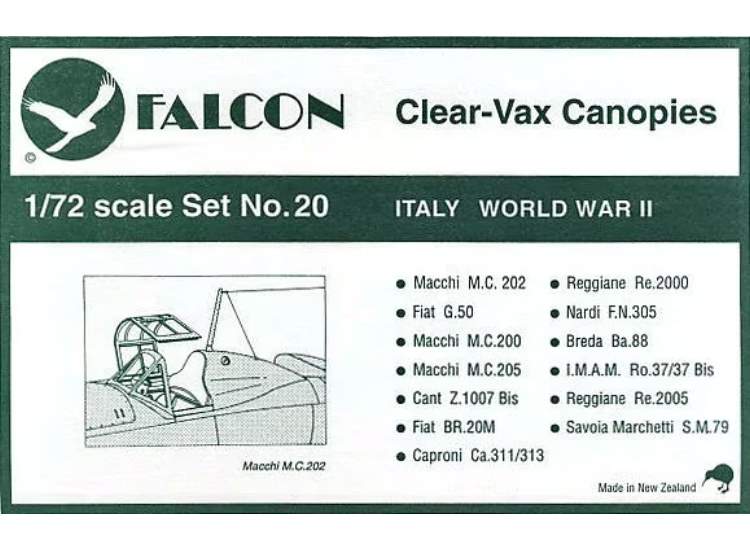 1/72 Falcon - Clear Vax Canopies Set 20: Italy WWII