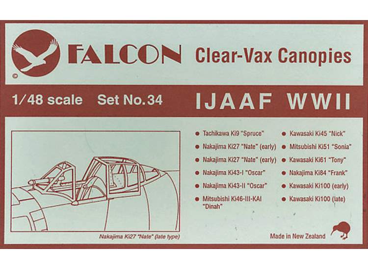 1/48 Falcon - Clear Vax Canopies Set 34: IJAAF Air Force WWII