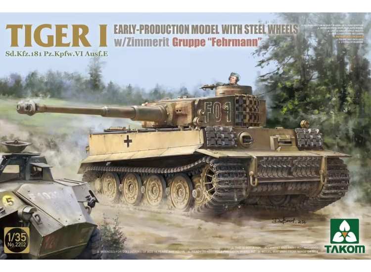 1/35 Takom - Tiger I Early Production Model w/Steel Wheels w/zimmerit Gruppe Fehrmann