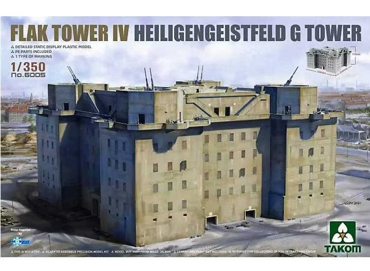 Takom TAK6005 1/350 - Flak Tower IV ÔÇô Heiligengeistfeld G-Tower, Hamburg
