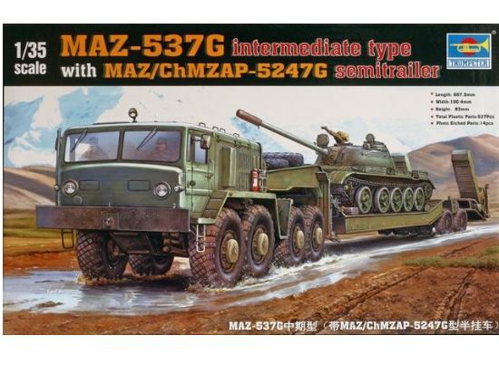 1/35 Trumpeter - MAZ-537G intermediate type with MAZ/ChMZASP 5247G semi-trailer