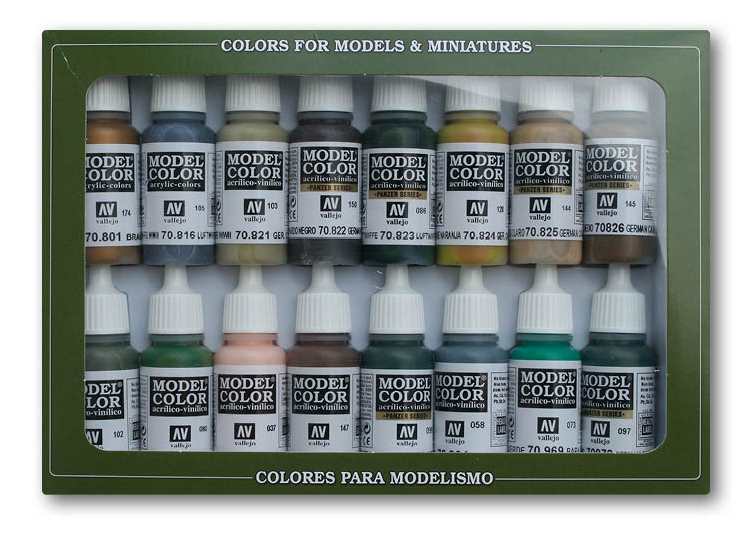 17ml x16 Vallejo - Model Colour Acrylic Paint Set German Camouflage WWII