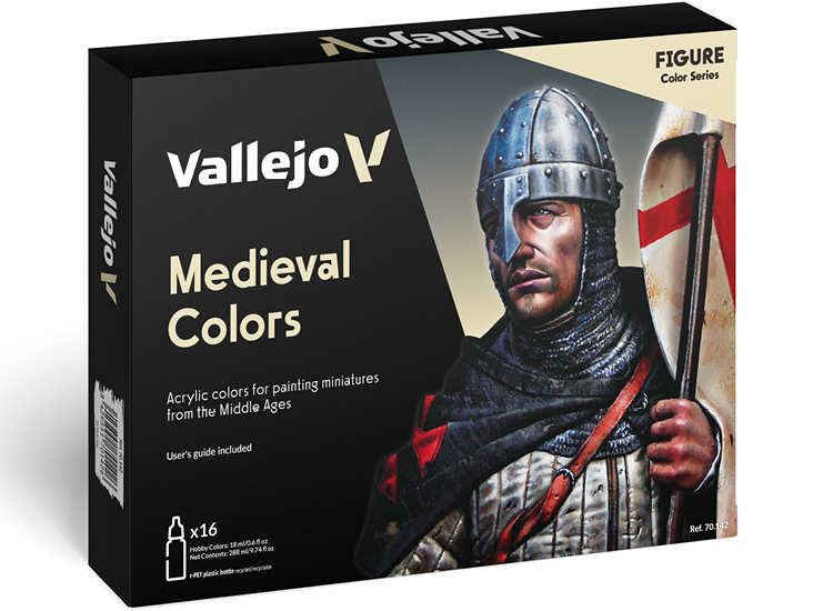Vallejo VA70142 18ml x16 - Model Colour Acrylic Paint Set - Medieval Colours