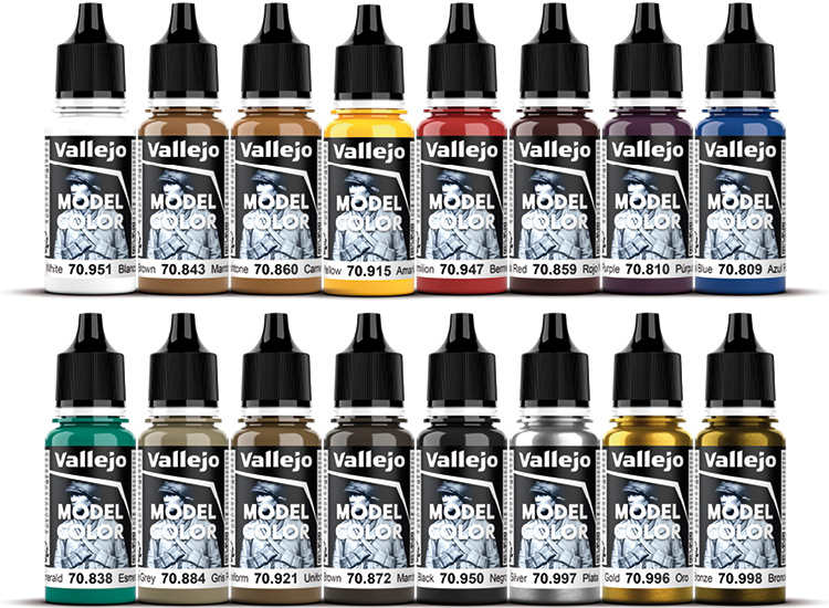 18ml x16 Vallejo - Model Colour Acrylic Paint Set - Medieval Colours