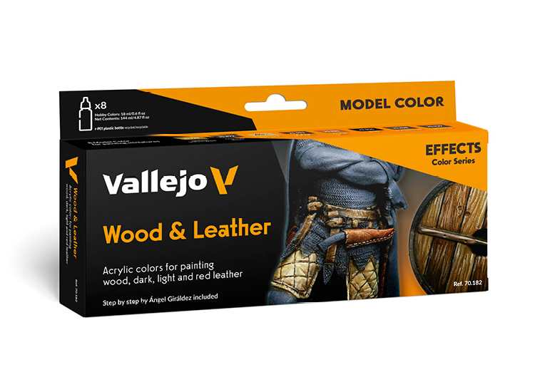 Vallejo VA70182 18ml x8 - Model Color Acrylic Paint Set - Wood and Leather