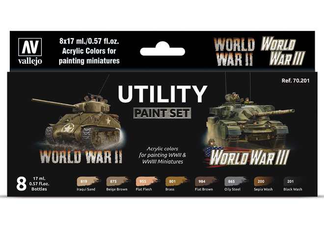 18ml x8 Vallejo - Model Color Acrylic Paint Set - WWII / WWIII Utility