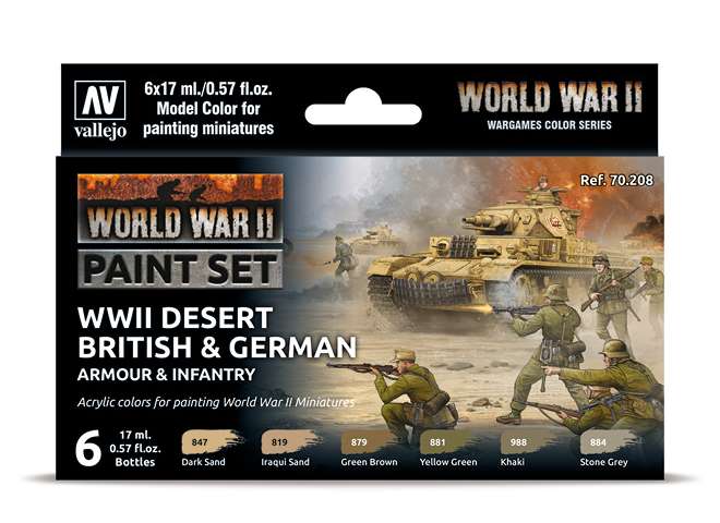 17ml x6 Vallejo - Model Color Acrylic Paint Set - Desert British and German