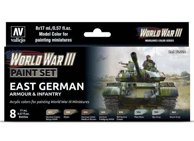 17ml x8 Vallejo - Model Color Acrylic Paint Set - East German Armour / Infantry