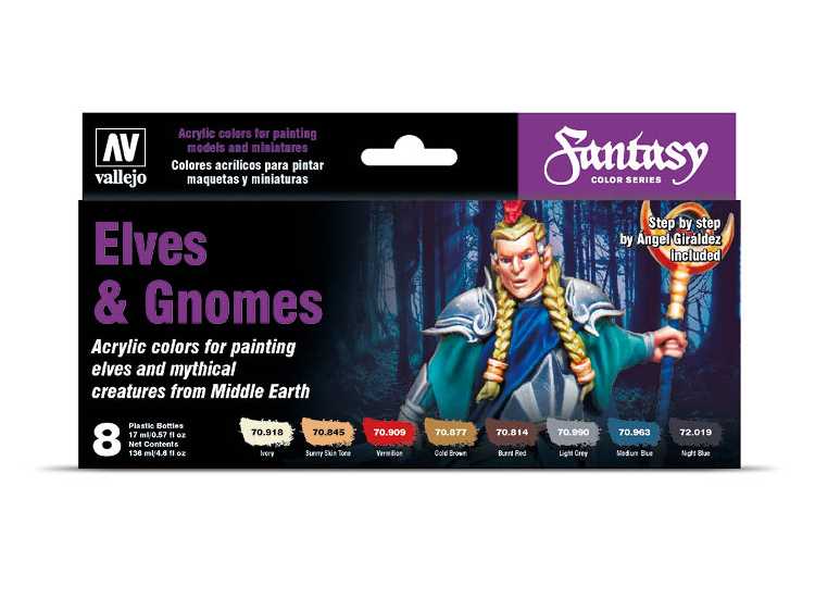 17ml x 8 Vallejo - Model Color Acrylic Paint Set - Elves & Gnomes
