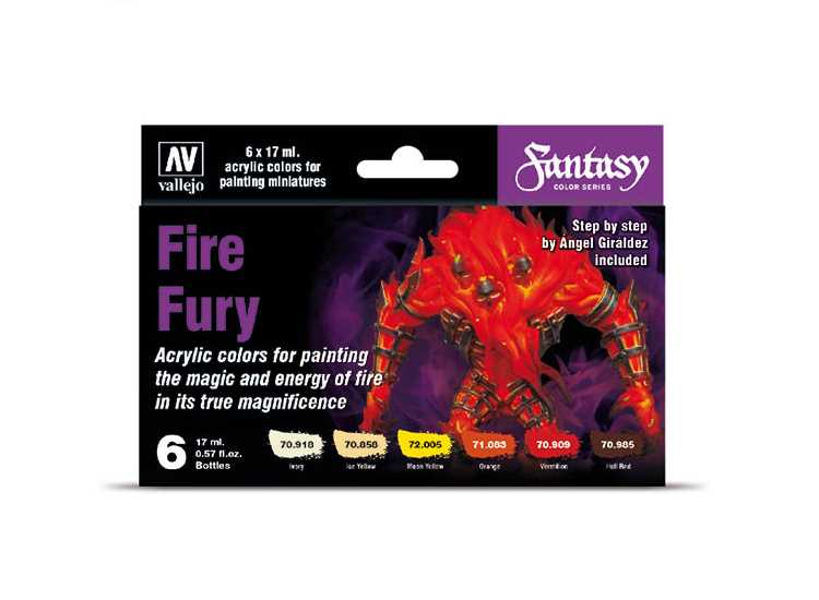 17ml x 6 Vallejo - Model Color Acrylic Paint Set - Fire Fury