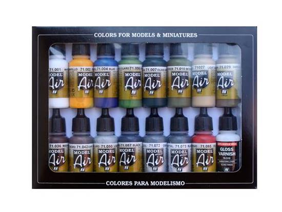 17ml x 16 Vallejo - Model Air Acrylic Paint Colours - Building Set