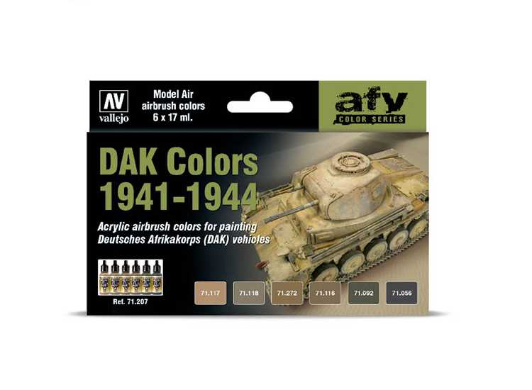 17ml x 6 Vallejo - Model Air Paint Set - DAK Colors 1941-1944