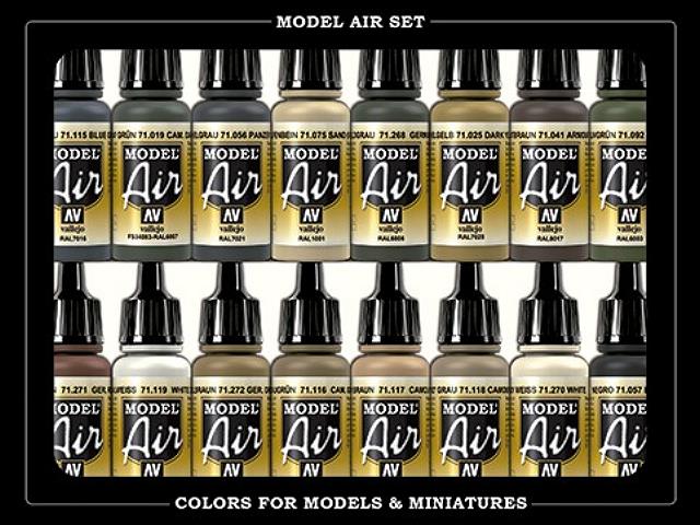 17ml x 16 Vallejo - Model Air Set - WWII German Colour. Europe & Africa