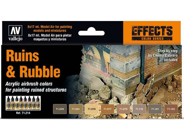 17ml x 8 Vallejo - Model Air Paint Set - Ruins & Rubble