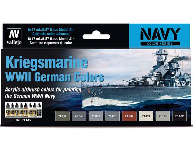 17ml x 8 Vallejo - Model Air Set - Kriegsmarine WWII German Colours