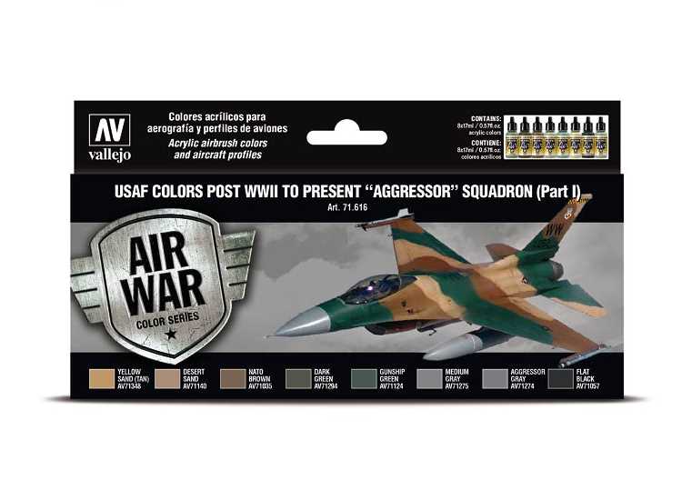 17ml x8 Vallejo - Model Air Acrylic Paint Set - USAF post WWII to present Aggressor Sqd (Part I)