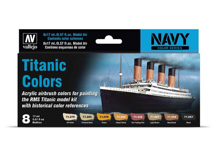 17ml x 8 Vallejo - Model Air Acrylic Paint Set - Titanic Colours