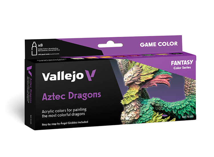 Vallejo VA72195 18ml x8 - Game Color Acrylic Paint Set - Aztec Dragons