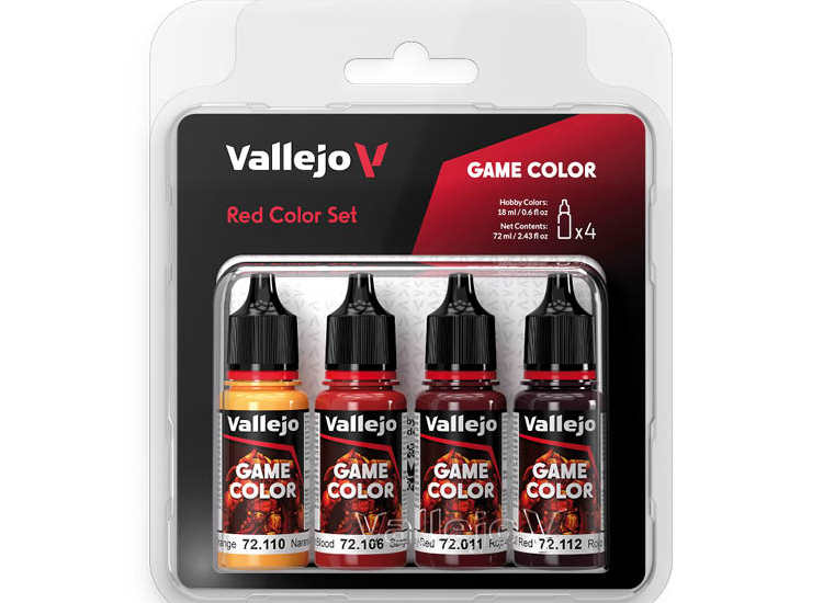 18ml x4 Vallejo - Game Color Acrylic Paint Set - Red Colour Set
