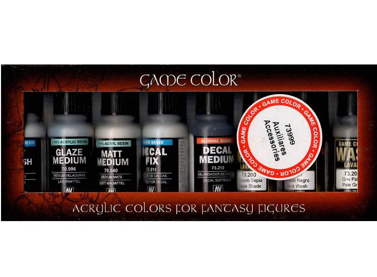 17ml x8 Vallejo - Game Color Auxillary Set - varnish, washes and decal medium
