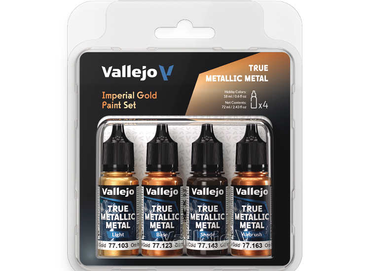 18ml x4 Vallejo - True Metallic Metal Paint Set - Imperial Gold