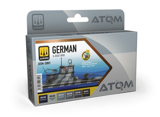 Ammo Mig 20801 6 x20ml ATOM Paint Set - German U-BOOT WWII Colours