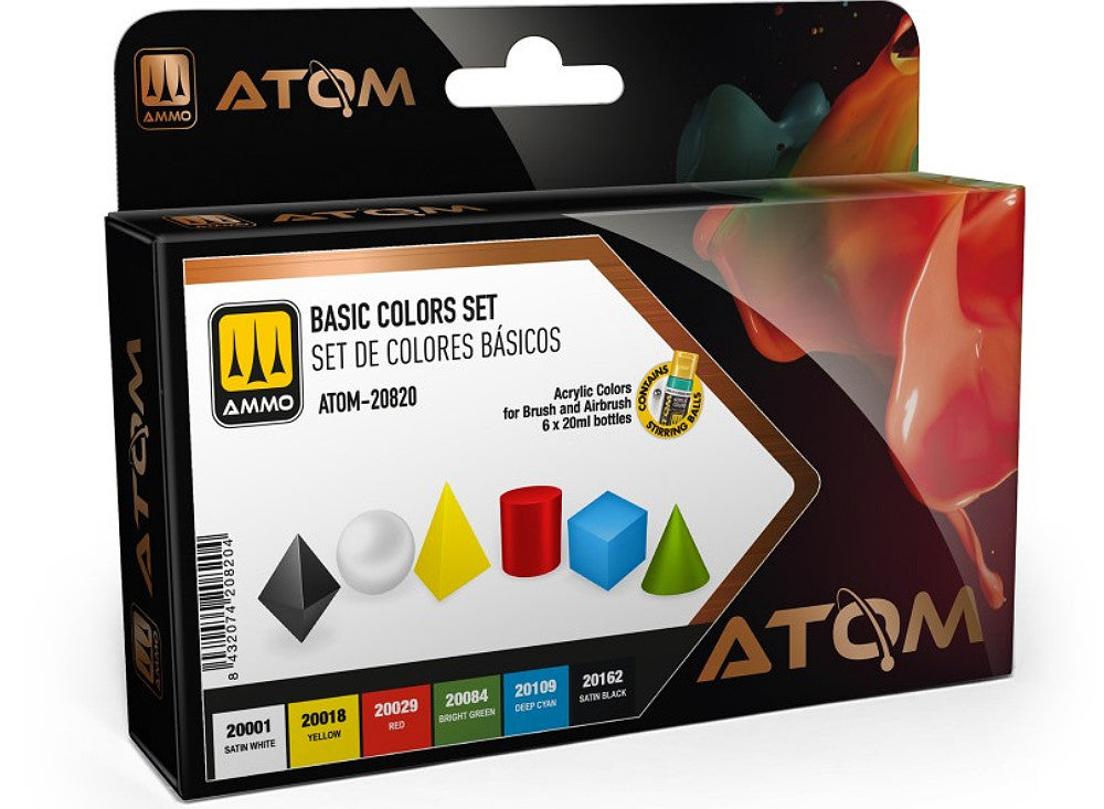 Ammo Mig 20820 6 x20ml ATOM Paint Set - Basic Colours