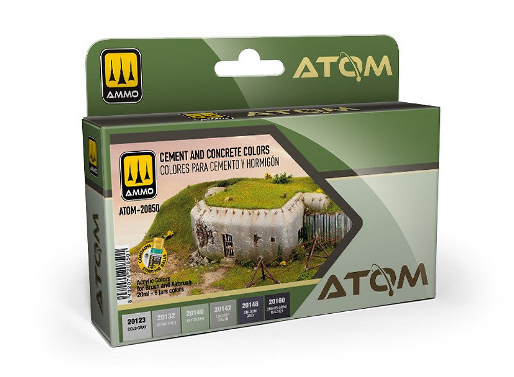 Ammo Mig 20850 6 x20ml ATOM Paint Set - Cement and Concrete Colours