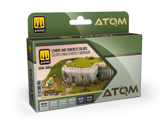 Ammo Mig 20850 6 x20ml ATOM Paint Set - Cement and Concrete Colours
