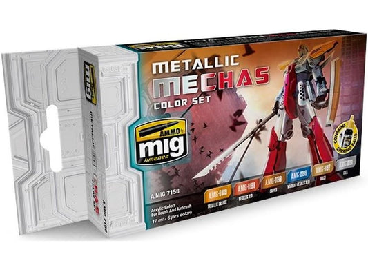 Ammo Mig 7158 17ml x6 Metallic Mechas Acrylic Paint Set